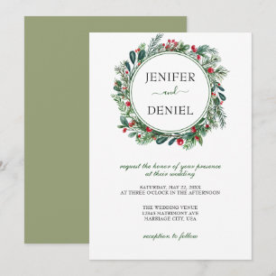 Convites Casamento Rustic Winter Berry Pine Greenery
