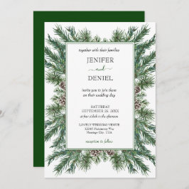 Convites Casamento Rustic Winter Berry Pine Greenery