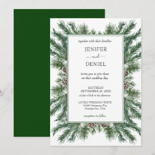 Convites Casamento Rustic Winter Berry Pine Greenery