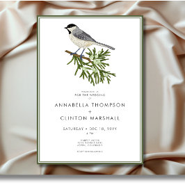 Convites Casamento Rustic Winter Bird & Pine Spray