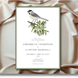 Convites Casamento Rustic Winter Bird & Pine Spray