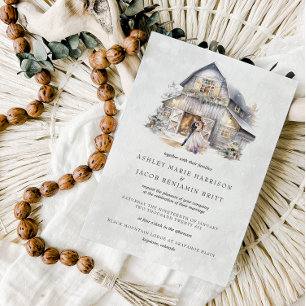 Convites Casamento Rustic Winter Christmas Barn