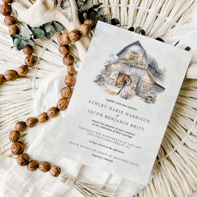 Convites Casamento Rustic Winter Christmas Barn (Criador carregado)