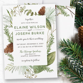 Convites Casamento Rustic Winter Foliage Pine cone