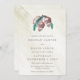 Convites Casamento Rustic Winter Forest Pine Cone Em