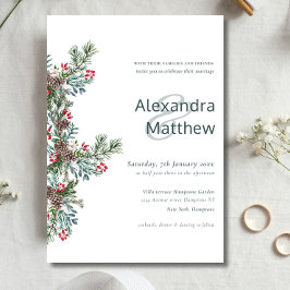 Convites Casamento Rustic Winter Holly Berries