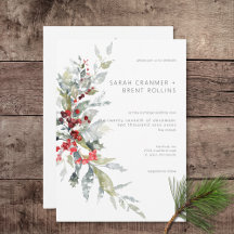 Casamento Rustic Winter Holly Berries & Snow