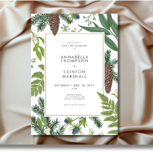 Convites Casamento Rustic Winter Nature & Pine Frame