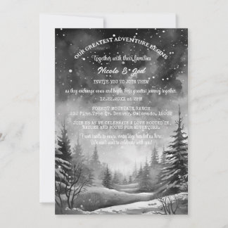 Convites Casamento Rustic Winter Pine Tree Snow Outdoorsy