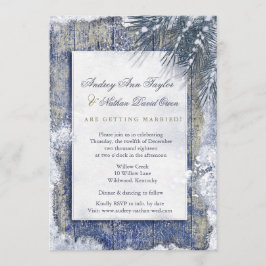 Convites Casamento Rustic Winter Snow Barnwood