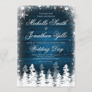Convites Casamento Rustic Winter Snowflake
