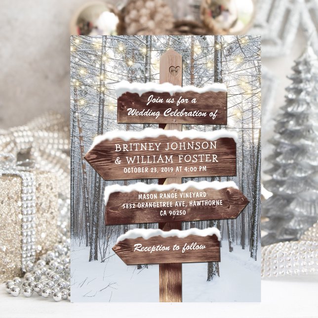 Convites Casamento Rustic Winter Wonderland Woodland (Criador carregado)