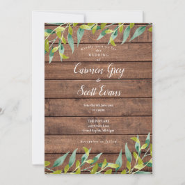 Convites Casamento Rustic Wood Eucalyptus Greenery