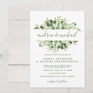 Convites Casamento Rustic Wood & Eucalyptus Greenery
