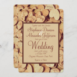 Convites Casamento Rustic Wood Heart