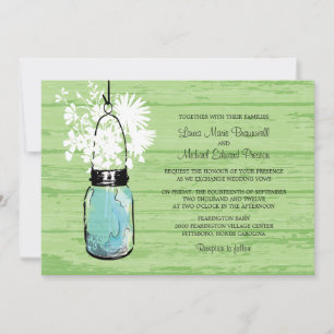 Convites Casamento Rustic Wood Mason Jar e Wildflower