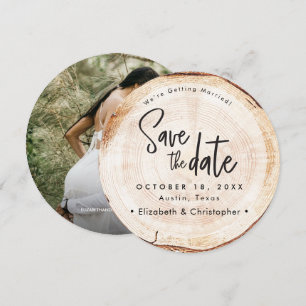Convites Casamento Rustic Wood Slice Salvar a Data
