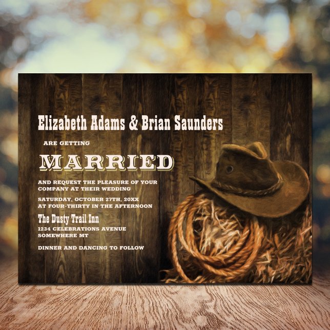 Convites Casamento Rustic Wood Western (Criador carregado)