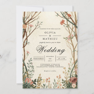 Convites Casamento Rustic Woodland Bloom Archway