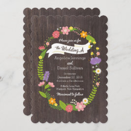 Convites Casamento Rustic Woodland Bohemian Floral Wreath