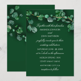 Convites Casamento Rustic Woodland Eucalyptus Verde Único