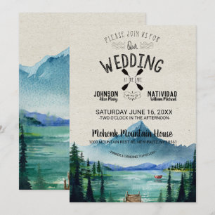 Convites Casamento Rústico à Beira do Lago na Montanha