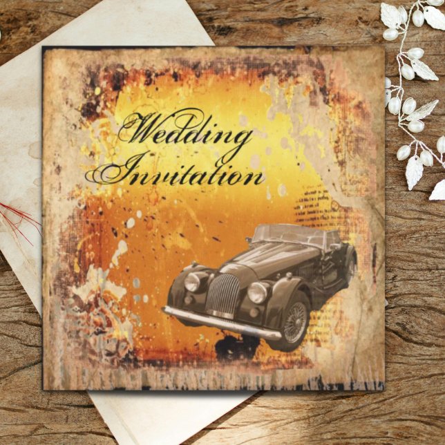 Convites Casamento Rústico Antigo Carro Oeste País (Rustic antique car western Country Wedding Invitation)