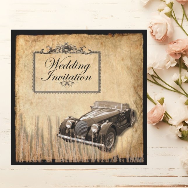 Convites Casamento Rústico Antigo Carro Oeste País (Rustic antique car western Country Wedding Invitation)