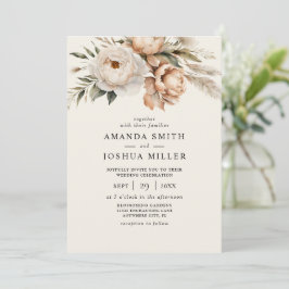 Convites Casamento Rústico Boho com Flores Secas e Grama de