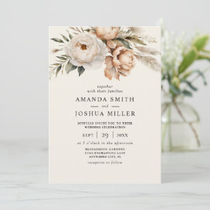 Convites Casamento Rústico Boho com Flores Secas e Grama de