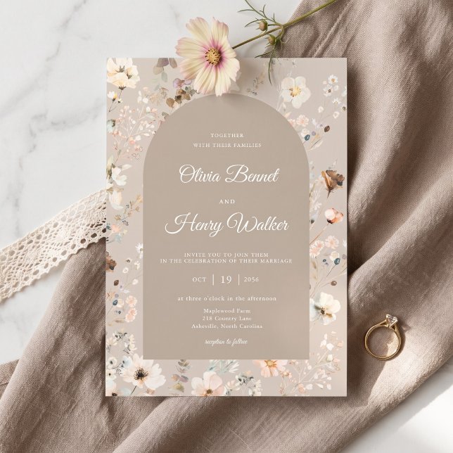 Convites Casamento Rústico Boho Floral de Outono (Criador carregado)