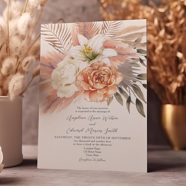 Convites Casamento Rústico Boho Floral de Outono (Criador carregado)