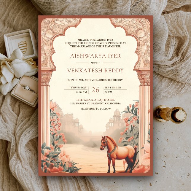 Convites Casamento Rústico Boho Floral Indiano Cavalo (Criador carregado)
