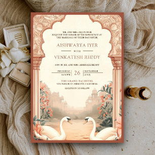 Convites Casamento Rústico Boho Floral Índiano Cisne