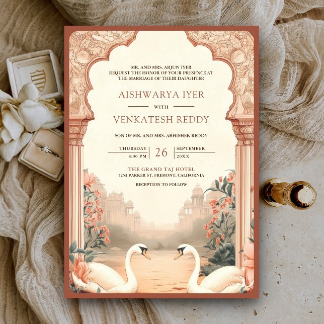 Convites Casamento Rústico Boho Floral Índiano Cisne (Criador carregado)