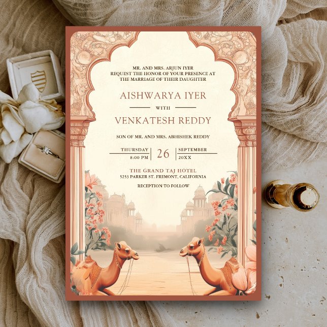 Convites Casamento Rústico Boho Terroso Floral Indiano Came (Criador carregado)