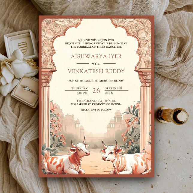Convites Casamento Rústico Boho Terroso Floral Indiano com  (Criador carregado)