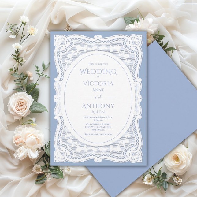 Convites Casamento Rústico Branco Vintage Azul (Criador carregado)