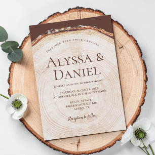 Convites Casamento Rústico com Anel de Casca de Árvore da F