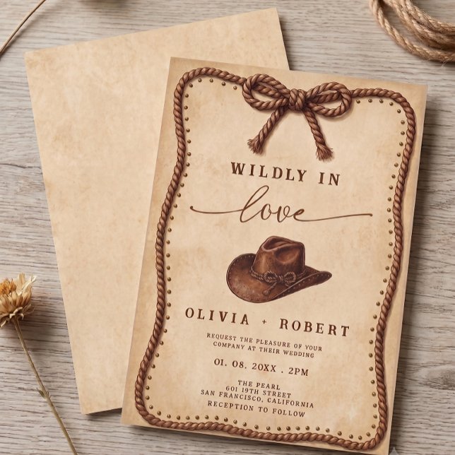 Convites Casamento Rústico com Chapéu de Cowboy Apaixonadam (Criador carregado)