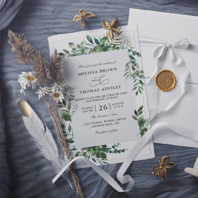 Convites Casamento Rústico com Código QR de Orçamento com V (Criador carregado)