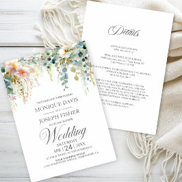 Convites Casamento Rústico com Folhagem de Eucalipto Tudo e