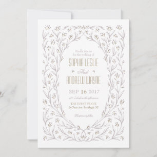 Convites Casamento rústico com lilás floral elegante