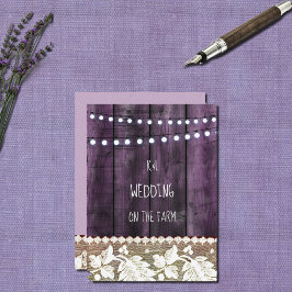 Convites casamento rústico com madeira, rendas, luzes de co