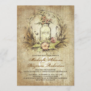 Convites casamento rústico com pedal floral