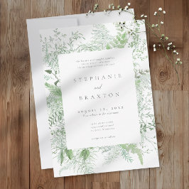 Convites Casamento Rústico com Samambaia em Aquarela
