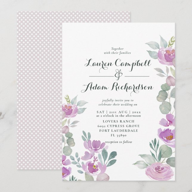 Convites Casamento Rústico com Verde Eucalipto Rosa Choque (Frente/Verso)