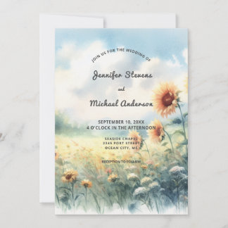 Convites Casamento Rústico Country Boho Girassol Aquarela