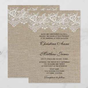 Convites Casamento rústico da juta e do laço