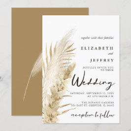 Convites Casamento Rústico da Terra Neutra do Boho Pampas G